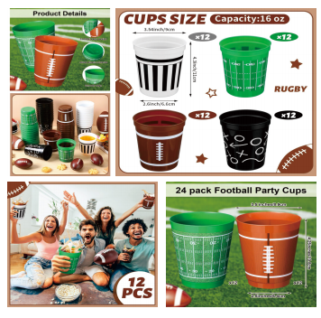 Set of 12 Rugby Cups